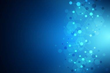 Moleküler yapıları ve neural ağ ile soyut geometrik doku. Molekülleri Dna ve genetik mühendisliği. Fütüristik yapay zeka kavramı. Teknolojik ve bilimsel modern tasarım.