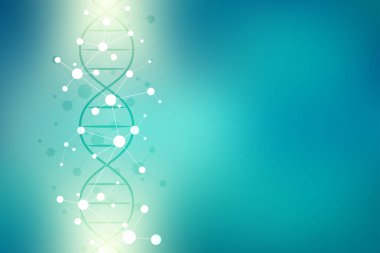 DNA ipliği ve moleküler yapı. Genetik mühendisliği ya da laboratuvar araştırması. Tıbbi veya bilimsel ve teknolojik tasarım için arkaplan dokusu.