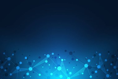 Moleküler yapıları ve neural ağ ile soyut geometrik doku. Molekülleri Dna ve genetik mühendisliği. Fütüristik yapay zeka kavramı. Vektör teknolojik ve bilimsel tasarım.