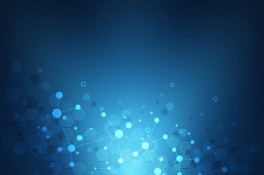 Moleküler yapıları ve neural ağ ile soyut geometrik doku. Molekülleri Dna ve genetik mühendisliği. Fütüristik yapay zeka kavramı. Teknolojik ve bilimsel modern tasarım.