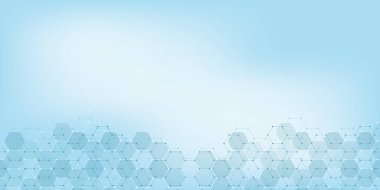 Altıgen yanarak bahislerin doğru elemanları ile geometrik arka plan. Modern tasarım için tıbbi arka plan dokusu. Moleküler yapıları ve altıgen yanarak bahislerin doğru desen vektör Illustration. Bilim ve teknoloji kavramı.