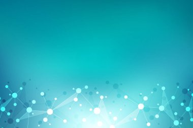 Moleküler yapıları ve neural ağ ile soyut geometrik doku. Molekülleri Dna ve genetik mühendisliği. Fütüristik yapay zeka kavramı. Teknolojik ve bilimsel modern tasarım.