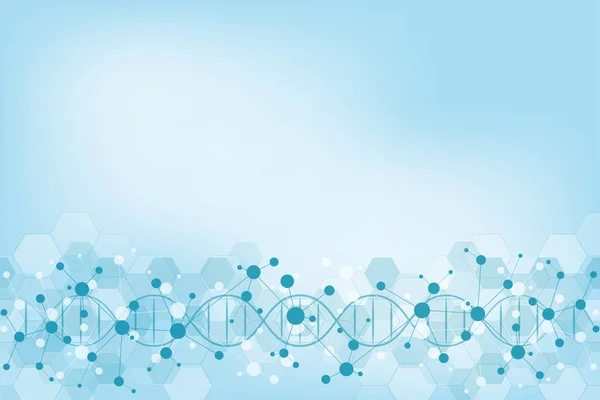 DNA strand and molecular structure. Genetic engineering or laboratory research. Background texture for medical or scientific and technological design. Vector illustration. — Stock Vector