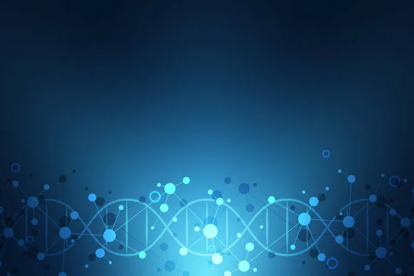 Brin d'ADN et structure moléculaire. Génie génétique ou recherche en laboratoire. Texture de fond pour la conception médicale ou scientifique et technologique. Illustration vectorielle . — Image vectorielle