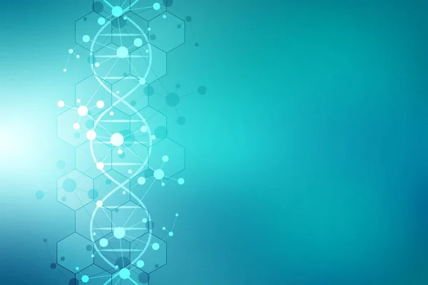 DNA strand and molecular structure. Genetic engineering or laboratory research. Background texture for medical or scientific and technological design. — Stock Photo, Image