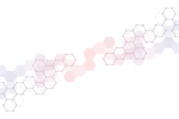 Geometrische Hintergrundtextur mit molekularen Strukturen und chemischen Verbindungen. abstrakter Hintergrund von Sechsecken Muster. Illustration für medizinisches oder wissenschaftlich-technologisches modernes Design. — Stockfoto