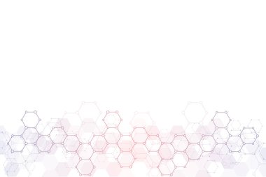 Moleküler yapıları ve Kimya Mühendisliği ile geometrik arka plan dokusu. Altıgen yanarak bahislerin doğru deseninin arka plan. Vektör çizim tıbbi veya bilimsel ve teknolojik modern tasarımı için.