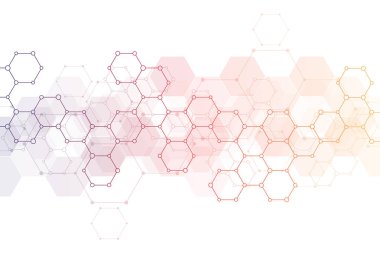 Moleküler yapıları ve Kimya Mühendisliği ile geometrik arka plan dokusu. Altıgen yanarak bahislerin doğru deseninin arka plan. Vektör çizim tıbbi veya bilimsel ve teknolojik modern tasarımı için.