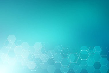 Moleküler yapıları ve Kimya Mühendisliği ile geometrik arka plan dokusu. Altıgen yanarak bahislerin doğru deseninin arka plan.