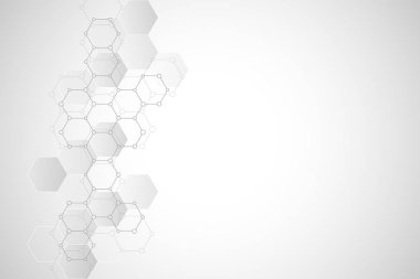 Moleküler yapıları ve Kimya Mühendisliği ile geometrik arka plan dokusu. Altıgen yanarak bahislerin doğru deseninin arka plan.