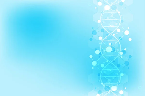 Cadeia de DNA e estrutura molecular. Engenharia genética ou pesquisa laboratorial. Textura de fundo para design médico ou científico e tecnológico. Ilustração vetorial . —  Vetores de Stock