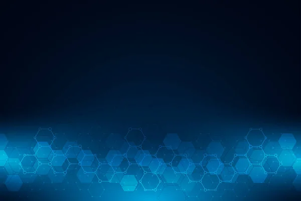 Science and technology background with hexagons pattern. Hi-tech background of molecular structures and chemical engineering.