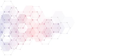 Moleküler yapıları ve Kimya Mühendisliği ile geometrik arka plan dokusu. Altıgen yanarak bahislerin doğru deseninin arka plan.