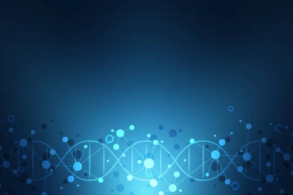 DNA strand and molecular structure. Genetic engineering or laboratory research. Background texture for medical or scientific and technological design. — Stock Photo, Image