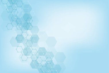 Arka plan bilim ve yenilik teknoloji. Altıgen yanarak bahislerin doğru desen ve moleküler yapıları teknik arka plan.