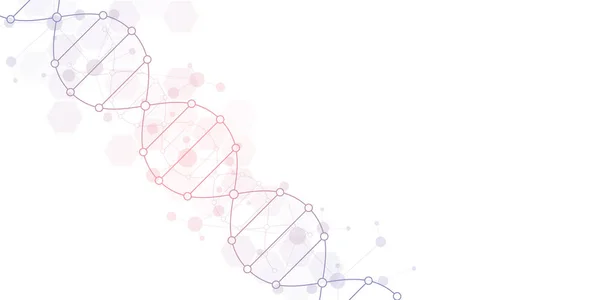 Dna 鎖の背景や遺伝子工学研究所の研究。医療技術科学の概念. — ストックベクタ