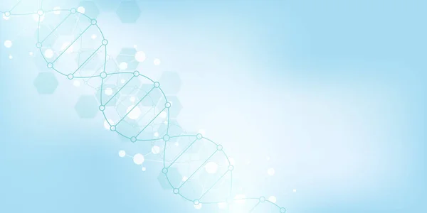 DNA vlákno pozadí a genetického inženýrství nebo laboratorní výzkum. Lékařské technologie a vědy koncept. — Stockový vektor
