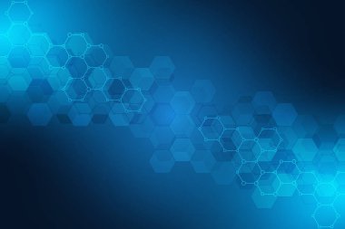 Arka plan bilim ve yenilik teknoloji. Altıgen yanarak bahislerin doğru desen ve moleküler yapıları teknik arka plan.