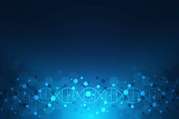 DNA strand and molecular structure. Genetic engineering or laboratory research. Background texture for medical or scientific and technological design. — Stock Photo, Image