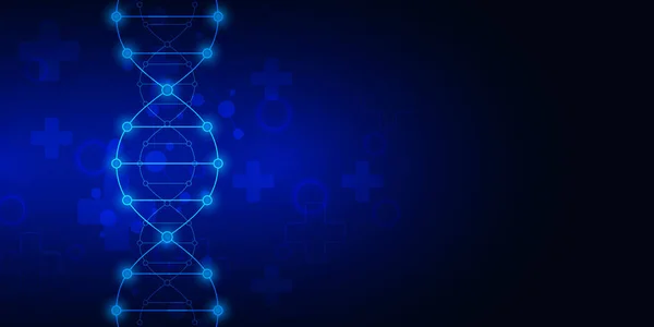 DNA strand bakgrund och genteknik eller laboratorieforskning. Medicinsk teknik- och naturvetenskap begrepp. — Stock vektor