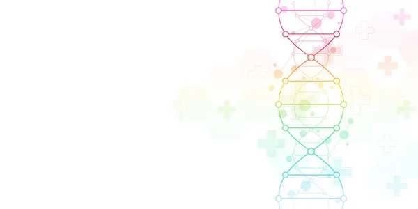 Φόντο σκέλος DNA και γενετική μηχανική ή εργαστηριακή έρευνα. Ιατρικής τεχνολογίας και επιστήμης έννοια. — Διανυσματικό Αρχείο
