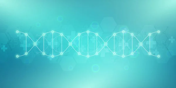 Antecedentes de ADN e ingeniería genética o investigación de laboratorio. Tecnología médica y concepto de ciencia . — Vector de stock