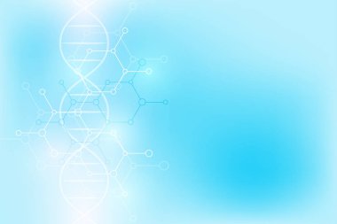 DNA ipliği ve moleküler yapı. Genetik mühendisliği ya da laboratuvar araştırması. Tıbbi veya bilimsel ve teknolojik tasarım için arkaplan dokusu.