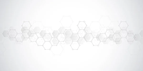 科学和创新技术的抽象背景。具有六边形图案和分子结构的技术背景. — 图库照片
