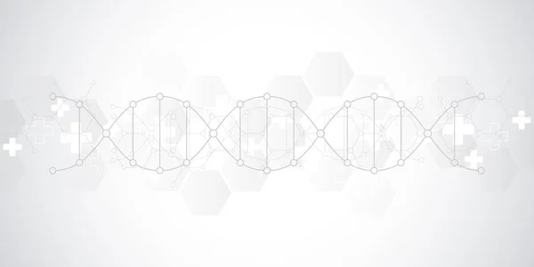 DNA strand and molecular structure. Genetic engineering or laboratory research. Background texture for medical or scientific and technological design. — Stock Photo, Image