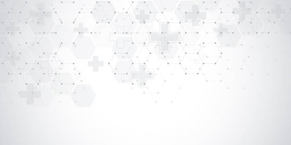 Abstract medical background with hexagons pattern. Concepts and ideas for healthcare technology, innovation medicine, health, science and research.