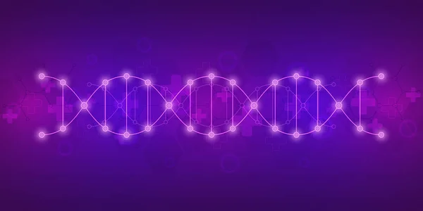 DNA 가닥과 분자 구조입니다. 유전 공학 또는 실험실 연구. 의학적, 과학적, 기술적 설계를 위한 배경 질감. — 스톡 사진