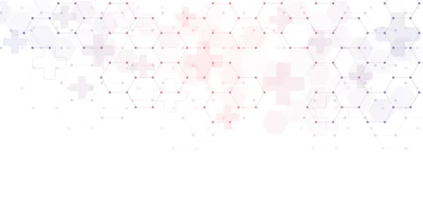 Abstrakter medizinischer Hintergrund mit Sechsecken-Muster. Konzepte und Ideen für Gesundheitstechnologie, Innovationsmedizin, Gesundheit, Wissenschaft und Forschung. — Stockfoto