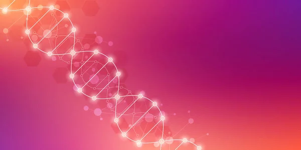 DNA strand and molecular structure. Genetic engineering or laboratory research. Background texture for medical or scientific and technological design. — Stock Photo, Image