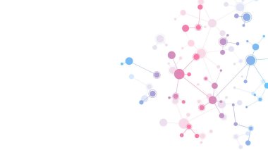 Temiz beyaz arka plan üzerinde soyut moleküller. Moleküler yapılar ya da DNA iplikçikleri, sinir ağı, genetik mühendisliği. Bilimsel ve teknolojik kavram. Vektör çizimi.