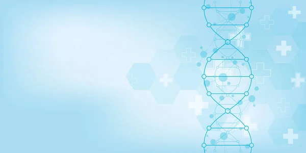 DNA鎖と分子構造。遺伝子工学や研究室の研究。医学的・科学的・技術的デザインの背景テクスチャ. — ストック写真