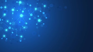 Moleküler yapıların soyut arka planı. Moleküller veya DNA ipliği, genetik mühendislik, sinirsel ağ, yenilik teknolojisi, bilimsel araştırma. Teknoloji, bilim ve tıp konsepti.