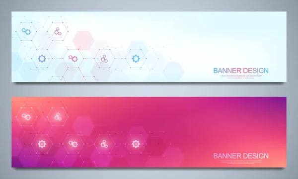 Πρότυπα σχεδιασμού banner για την τεχνολογική και επιστημονική διακόσμηση με ταχύτητες και πωληθέντων εικονιδίων. — Διανυσματικό Αρχείο