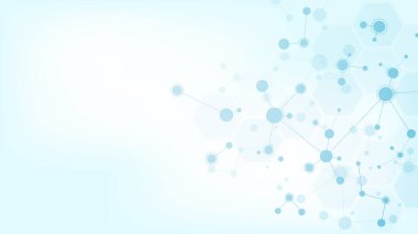 Moleküllerin soyut arka planı. Moleküler yapılar veya DNA ipliği, genetik mühendislik, sinirsel ağ, yenilik teknolojisi, bilimsel araştırma. Teknoloji, bilim ve tıp konsepti.