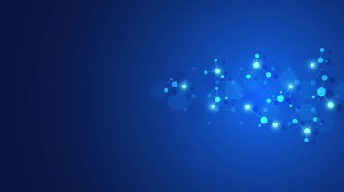 Moleküler yapıların soyut arka planı. Moleküller veya DNA ipliği, genetik mühendislik, sinirsel ağ, yenilik teknolojisi, bilimsel araştırma. Teknoloji, bilim ve tıp konsepti.