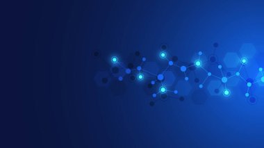 Moleküler yapıların soyut arka planı. Moleküller veya DNA ipliği, genetik mühendislik, sinirsel ağ, yenilik teknolojisi, bilimsel araştırma. Teknoloji, bilim ve tıp konsepti.