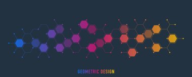 Altıgenlerin şekil modelinin geometrik arka planına sahip soyut tasarım ögesi. Vektör illüstrasyonu