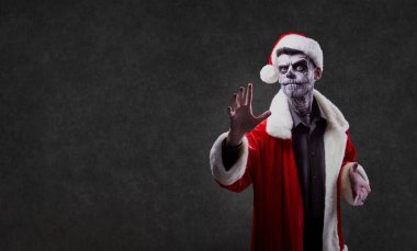 Noel Baba Noel günü bir kafatası ile bir sihirbazdır.