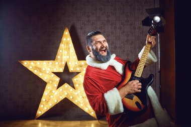 Noel Baba Dj Christm elektrik yıldızı arka plan üzerinde