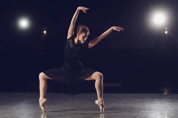 Woman ballet dancer on black background. — Stock Photo, Image