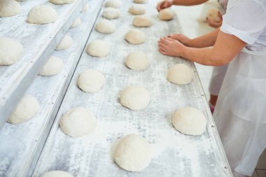 Fırında çörek yapan ekin işçileri