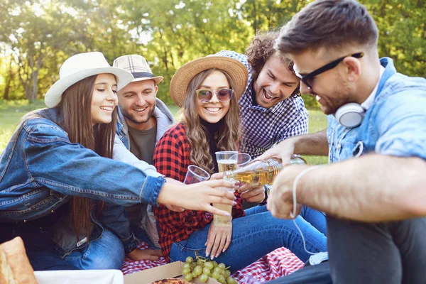 A group of young people having on a picnic in the park. — Stock Photo, Image