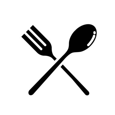 Siluet Stili Vektör İzole Tasarım Simgesi ve Çatal