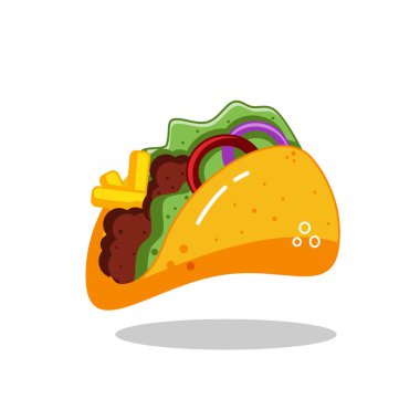 Etli ve Sebzeli Lezzetli Taco Renkli Çizgi Roman Çizim Tasarımı