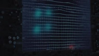 Karanlık scientic odada ses titreşimleri gösterimi ile ekran