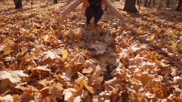 Junges Mädchen hat Spaß in der Natur. — Stockvideo